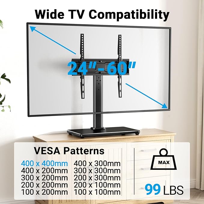 PERLESMITH Universal Swivel TV Stand