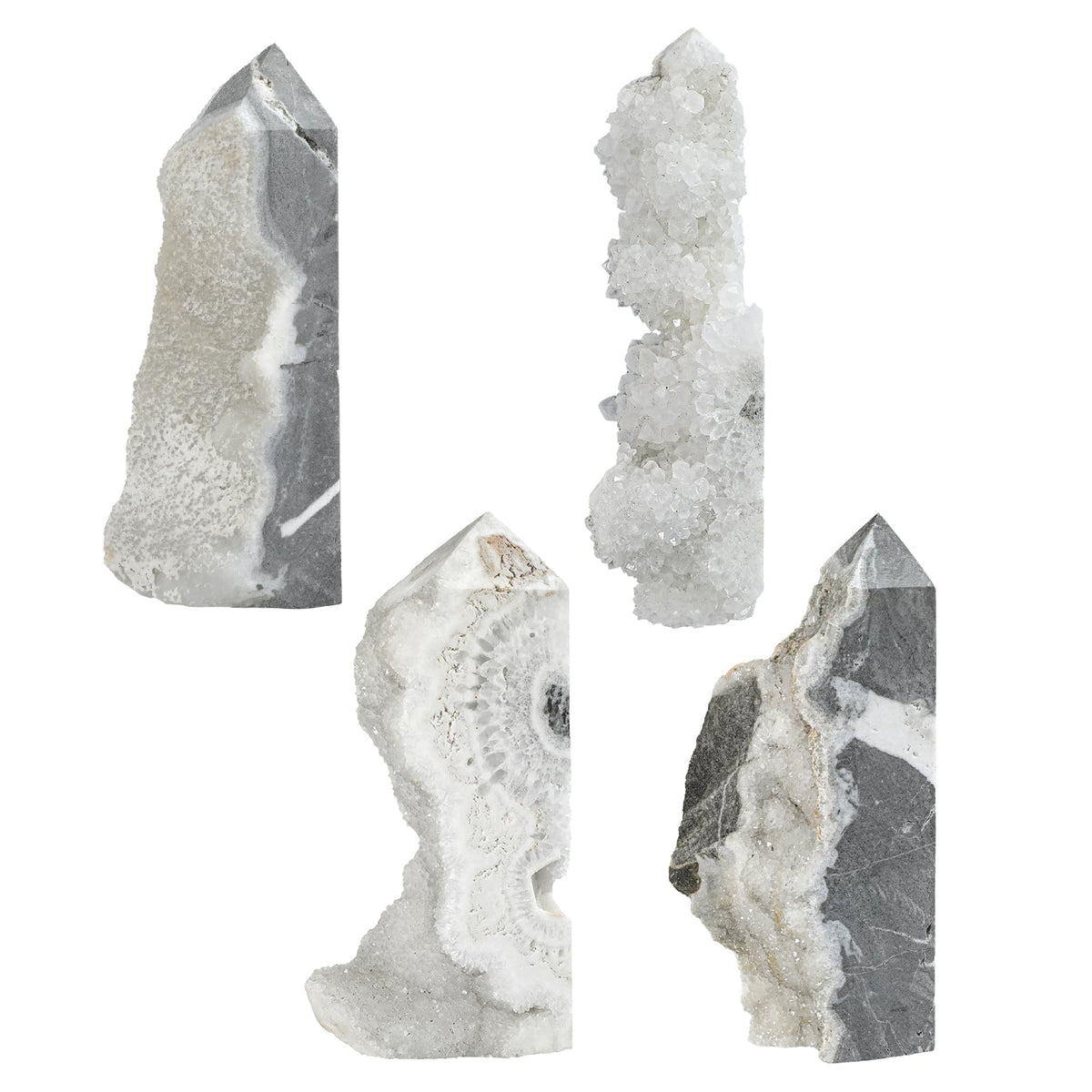 moonsix Natural Rock Crystal Quartz Obelisk Tower, Irregular Raw Crystal Wands Geode Stone for Meditation Home Decor, 301-400g