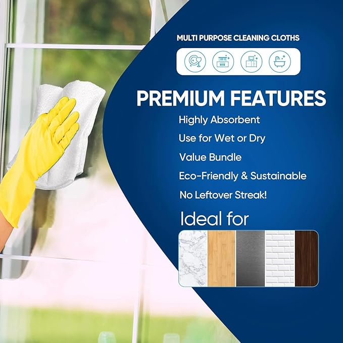 AIDEA Microfiber Cleaning Cloth White-100PK, Absorbent Cleaning Rags,