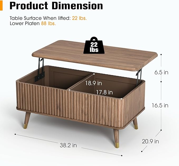 JOINICE Lift Top Coffee Table