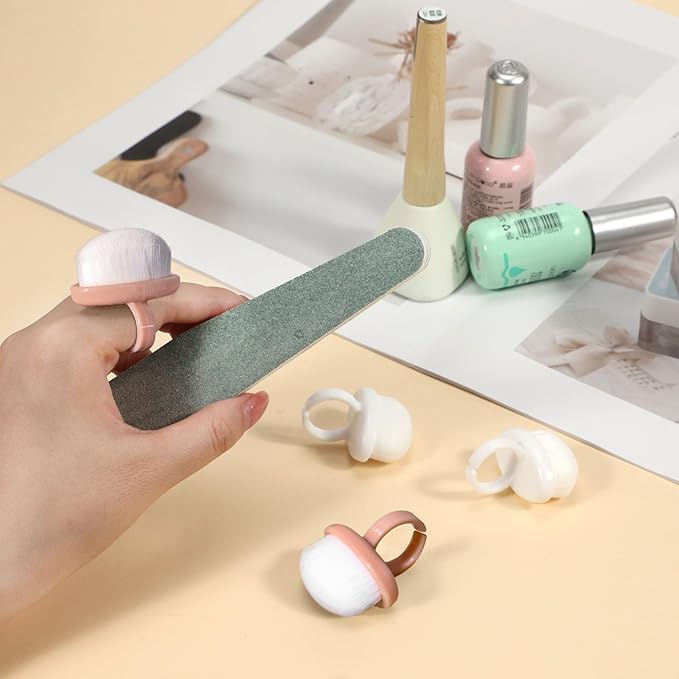 4Packs Nail Dust Cleaning Brush Ring, Soft Brushes