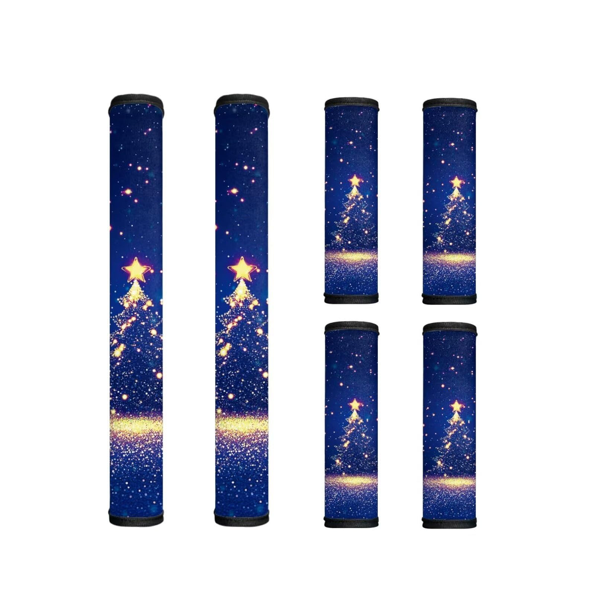 Txsniver Refrigerator Door Handle Covers Washable Neoprene Kitchen Appliance Gloves with Hook and Loop Fastener Handle Protector Home Decor, 6 PCS,Christmas Star Tree Topper Deep Blue