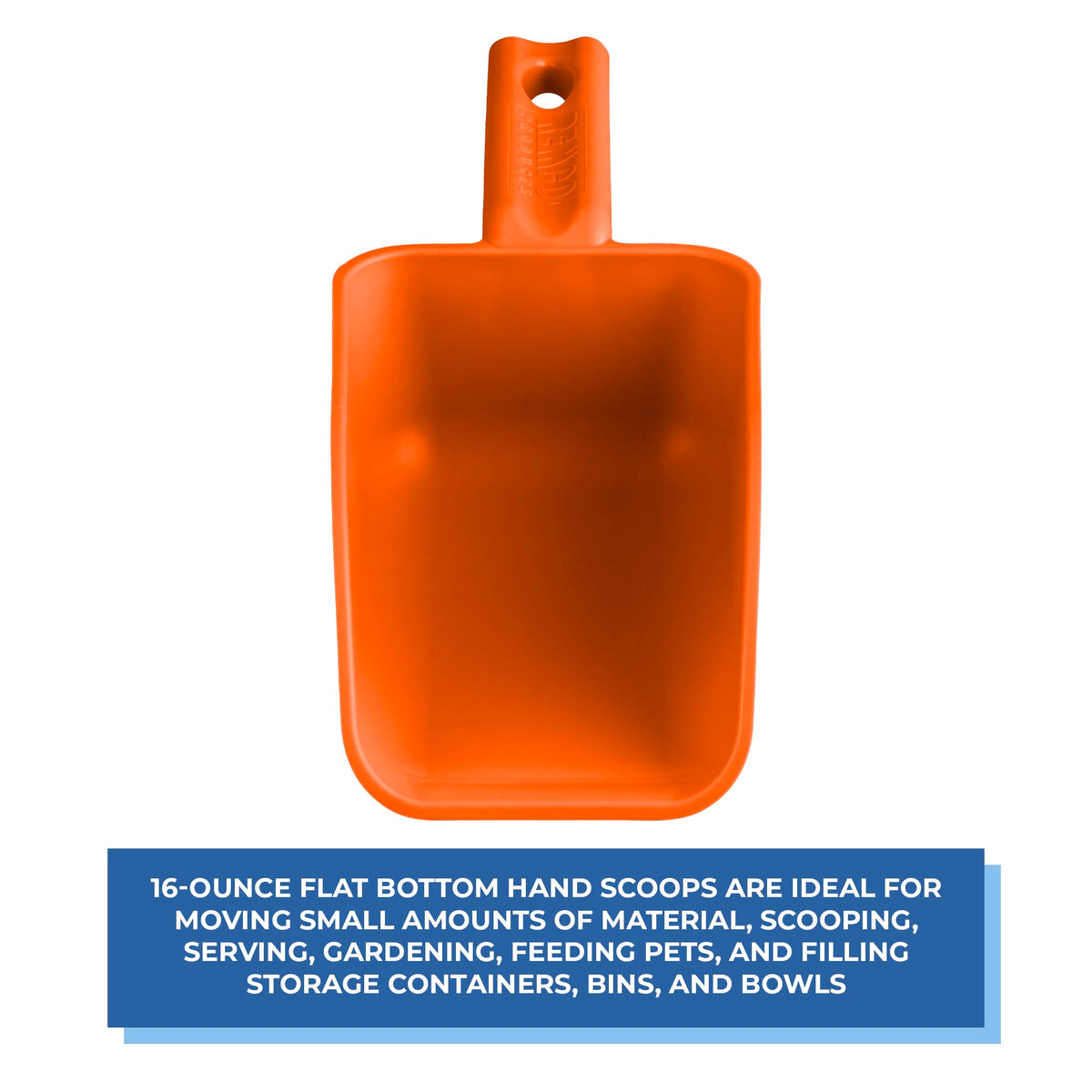 Vikan Remco 63007 Color-Coded Plastic Hand Scoop - BPA-Free Food-Safe Kitchen Utensils, Restaurant and Food Service Supplies, 16 oz, Orange (Pack of 3)