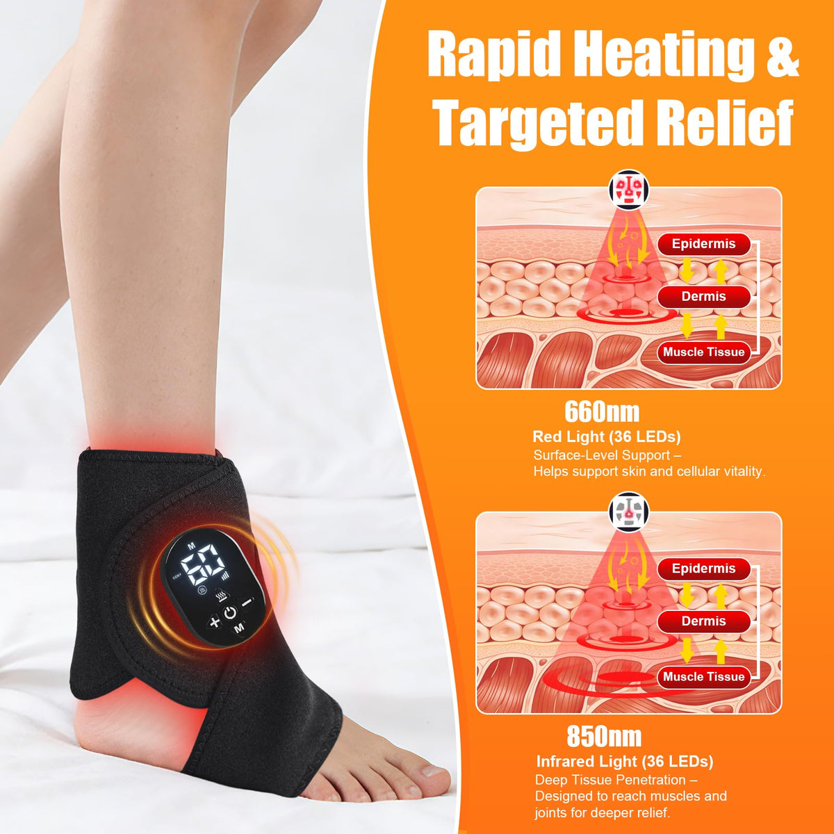 Laokiiy Foot Massager for Neuropathy, with Red Light Therapy for Feet & Ankle, Infrared Neuropathy Triple Therapy Foot Massager with Heat, 8 Massage Modes, 20 Intensity Levels, Body Massager1pack