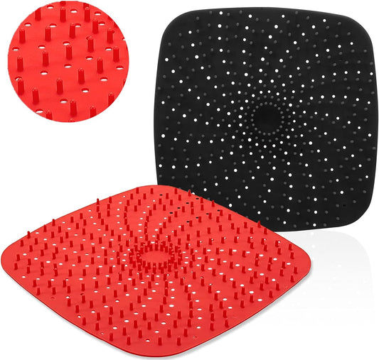 Upgrade Reusable Air Fryer Liners - Patented BPA-Free Non-Stick Silicone Mats | 9-Inch Square & More
