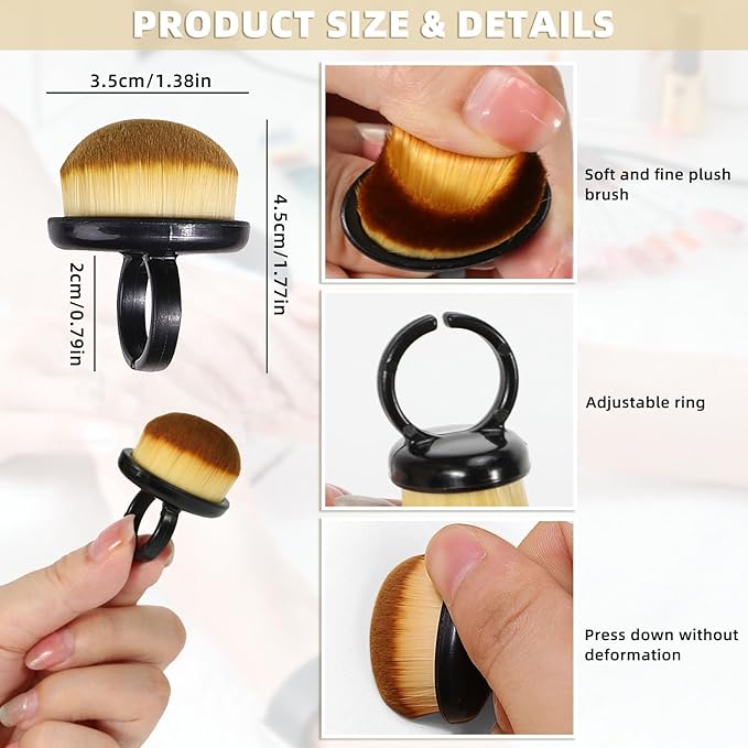 4Packs Nail Dust Cleaning Brush Ring, Soft Brushes