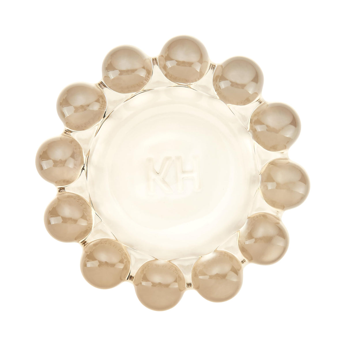khtumeware Chic Smoky Bubble Glass Candle Dish – Modern Clear Glass Candle Holder for Tealights & Diffusers, Decorative Tray for Home & Tabletop Decor（1 Pack）
