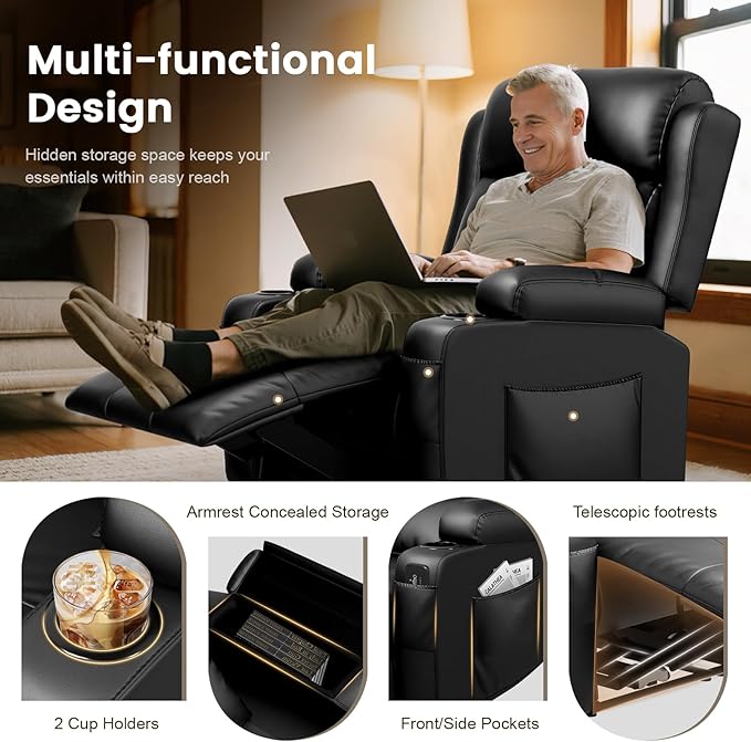 Recliner Sofa Set, Home Theater Seating Wall Hugger Recliners