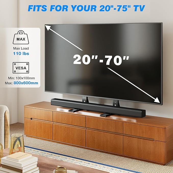 Rfiver Universal TV Stand for 20-70 inch Flat Curved TVs, Height Adjustable