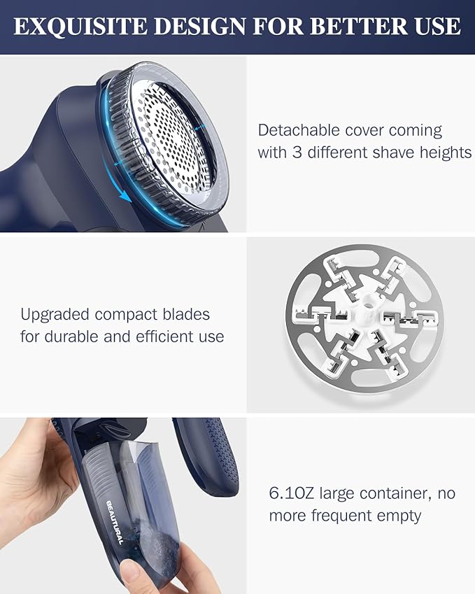 BEAUTURAL Sweater Fabric Shaver Home-Edition, Powerful & Efficient Lint Remover