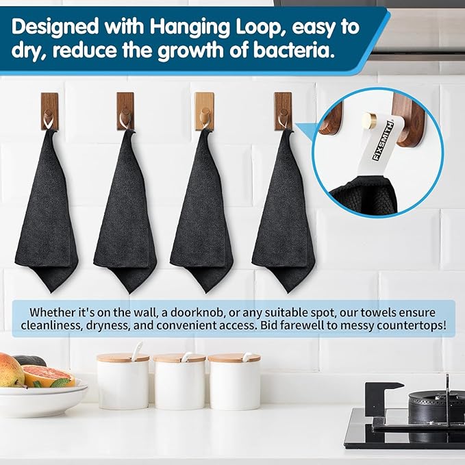FIXSMITH Black Microfiber Cleaning Cloth -Pack of 24, Highly Absorbent Cleaning