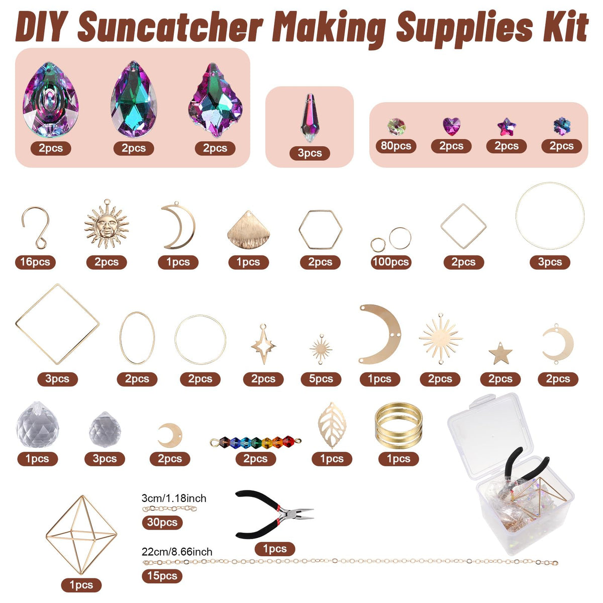 DIY Suncatcher Kits 400 Pcs Sun Catchers Making Kit Art and Crafts for Adults Prism Hanging Decorative Suncatcher with Crystals Rainbow Ball Maker for Window Garden Home Wedding Christmas Decor