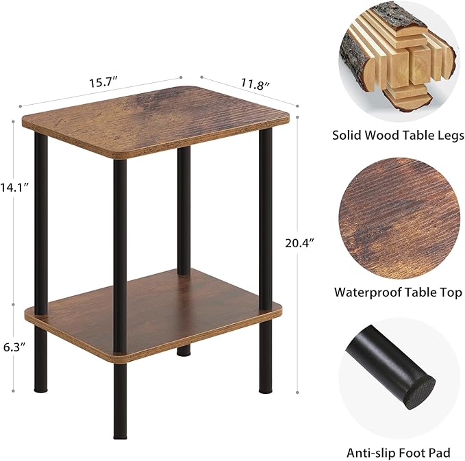 Apicizon 2 Tier End Table Set of 2, Small Side Table