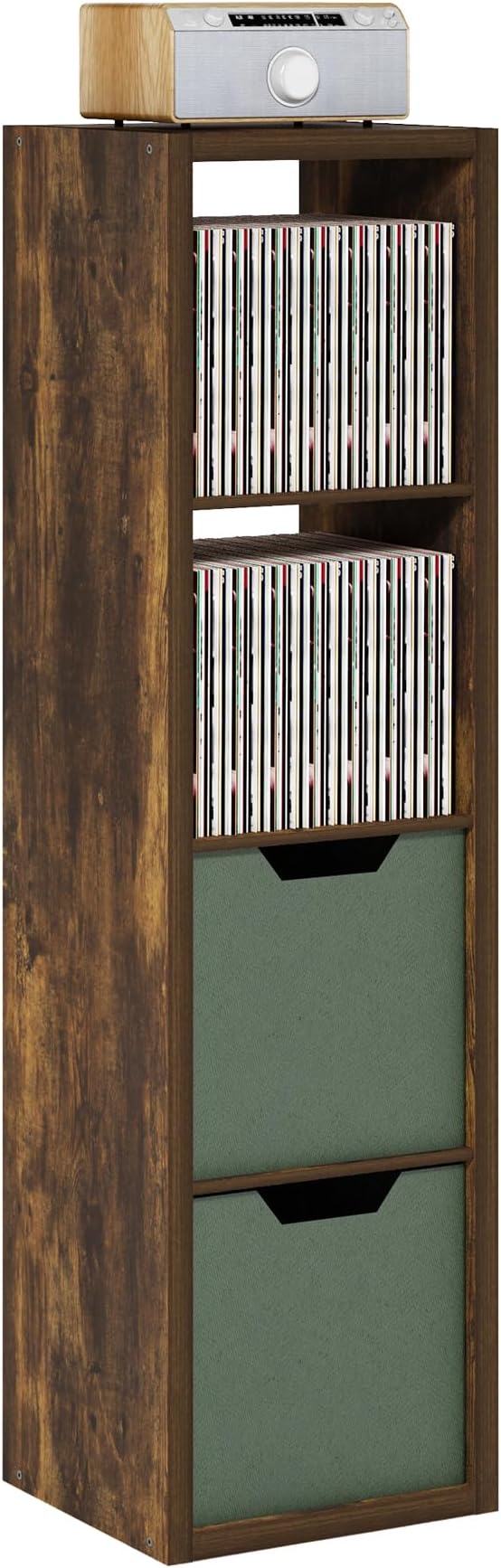 Furinno Cubicle Book Shelf, Vertical 4-Cube Bookshelf, Extra Thick Horizontally
