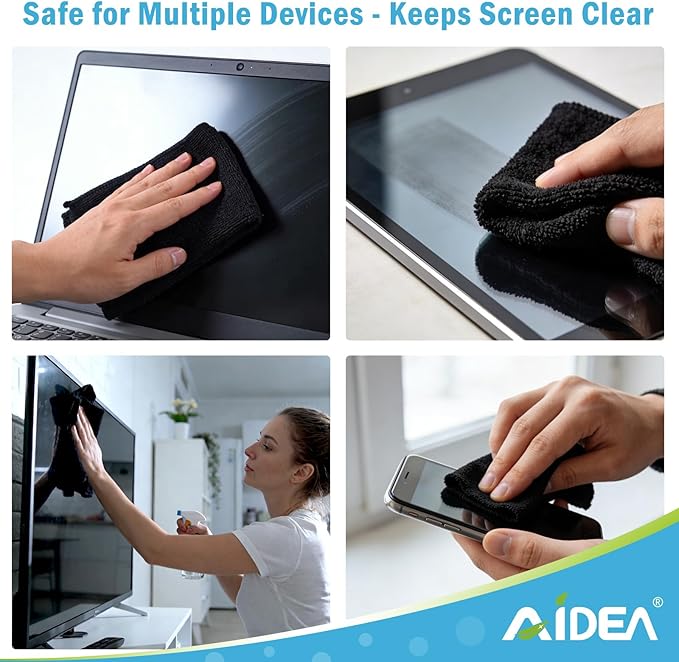 AIDEA Microfiber Cleaning Cloth Black 50PK, Microfiber Towels