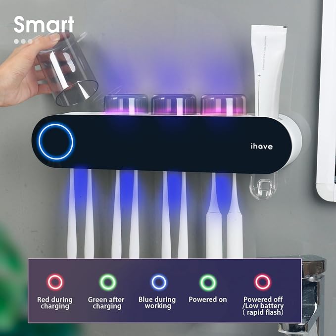 iHave Toothbrush Holders for Bathrooms, UV Toothbrush Sanitizer and Holder