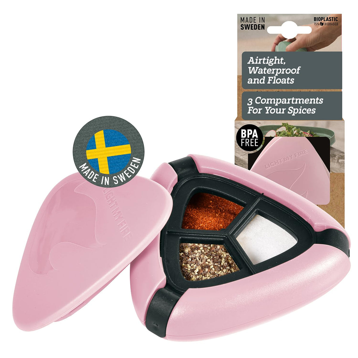 Light My Fire Salt & Pepper Shakers — Travel Salt and Pepper Shakers — Travel Spice Kit Portable Spice Shaker — Multi Spice Container and Salt Dispenser for Outdoor Picnic Camping BPA-Free, Dustypink