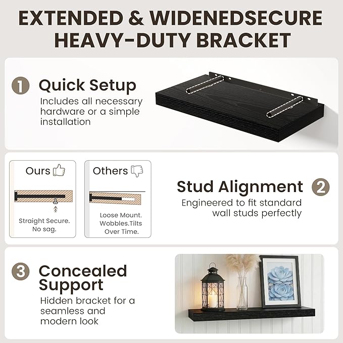 Dreamland Floating Shelves for Wall, Small Deep Floating Shelf Square Wall Shelf