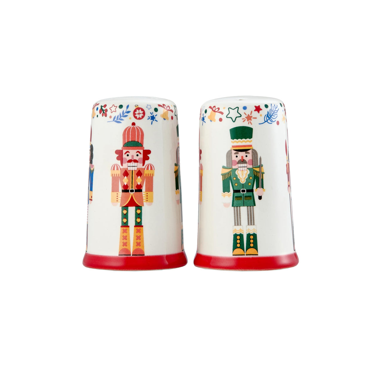 Bico Christmas Soldier Ceramic Salt & Pepper Shaker Set, for Kitchen or Decor, Dishwasher Safe
