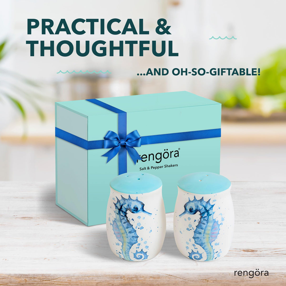 Novelty Salt and Pepper Shakers - Ceramic Coastal Salt and Pepper Shakers Set with Seahorse Design, Ideal for Salt and Pepper Shakers Ocean Lovers, Cute Salt and Pepper Shaker Ceramic by rengöra