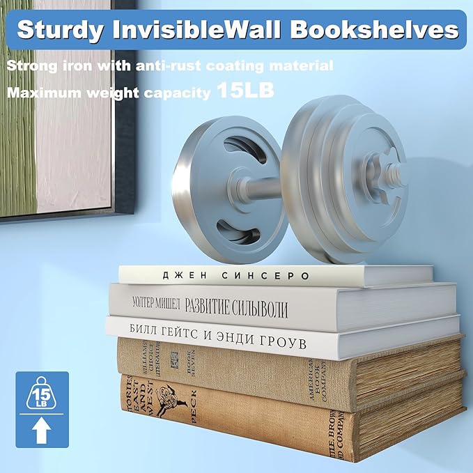 FENTEC Floating Book Shelves for Wall, Wall Mounted Floating Bookshelf