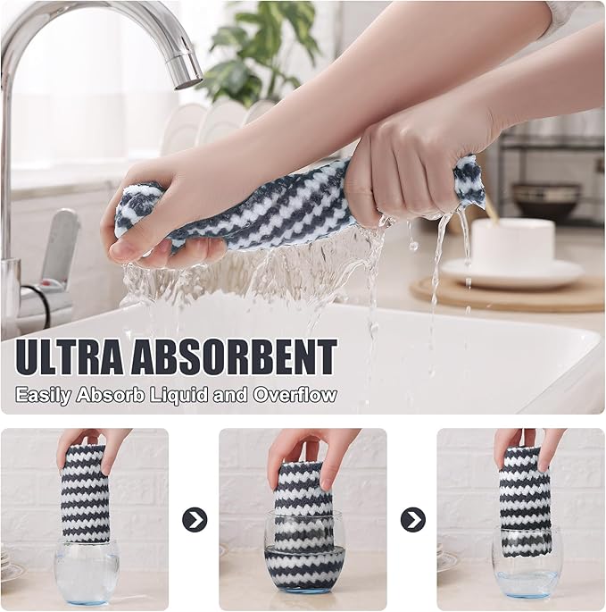 Homaxy Kitchen Towels, Ultra Soft and Absorbent Dish Towels, Reusable Fast