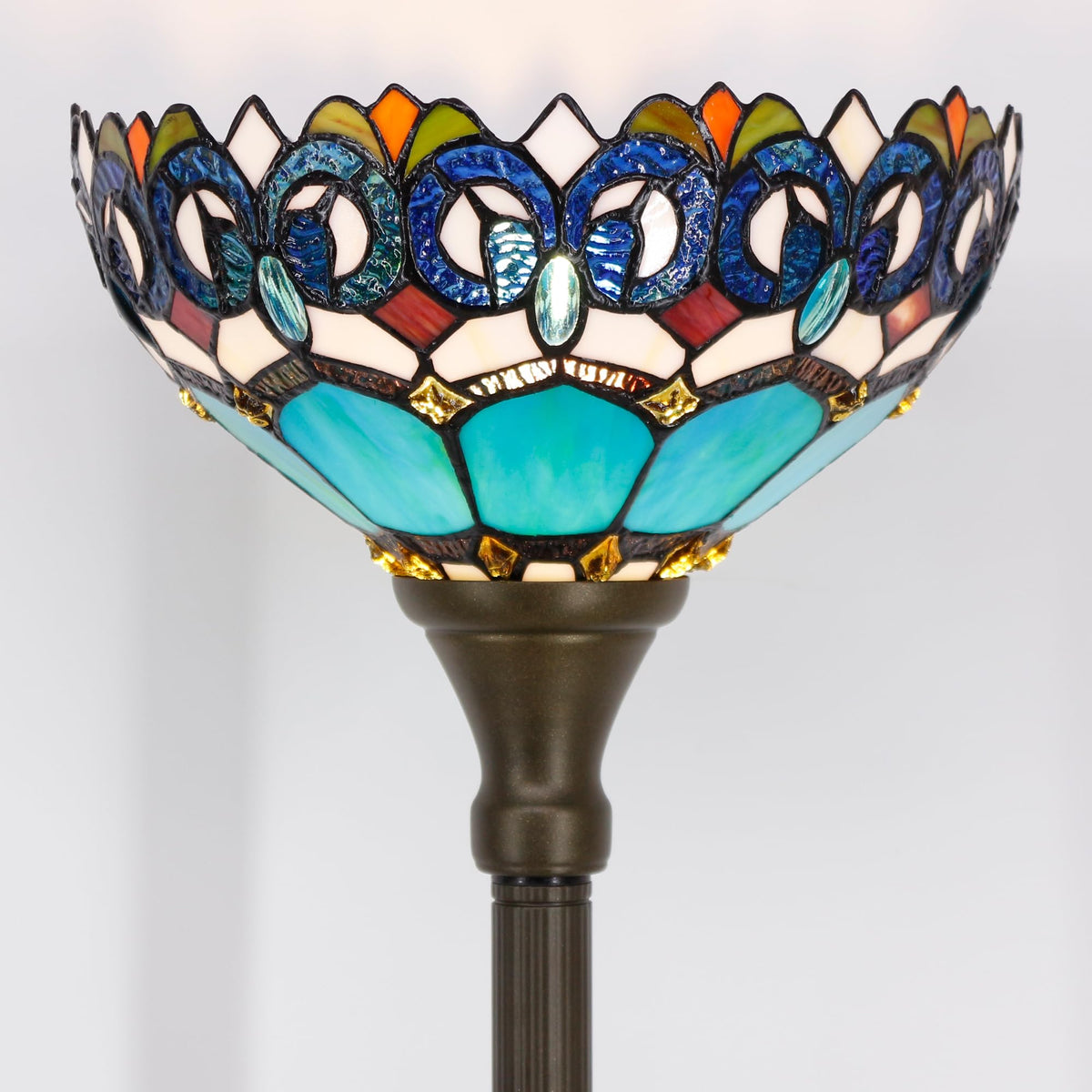 ZJART Tiffany Floor Lamp Stained Glass 12X12X67 Inch Blue Jewelry Baroque