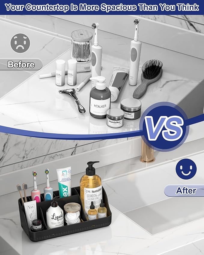 Bathroom Counter Organizer and Storage, 7 Slots Detachable Toothbrush Holders