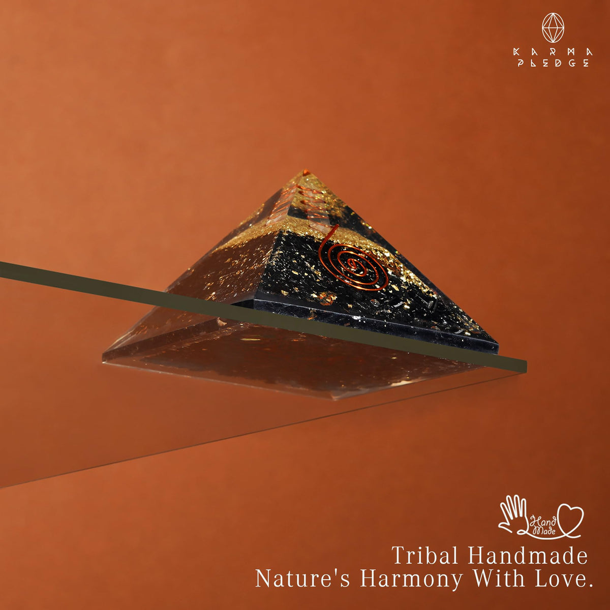 Chakra Healing Crystal Pyramid, Unique Birthday Gifts for Womens, Mom, Love One, Black Tourmaline Orgonite Orgone Pyramid for Meditation, Balance, Positive Energy, Success, Office Desk Decor