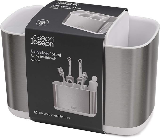 Joseph Joseph EasyStore Stainless-Steel Toothbrush Holder Bathroom Storage