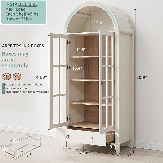 RowyPoey Farmhouse Arched Cabinet