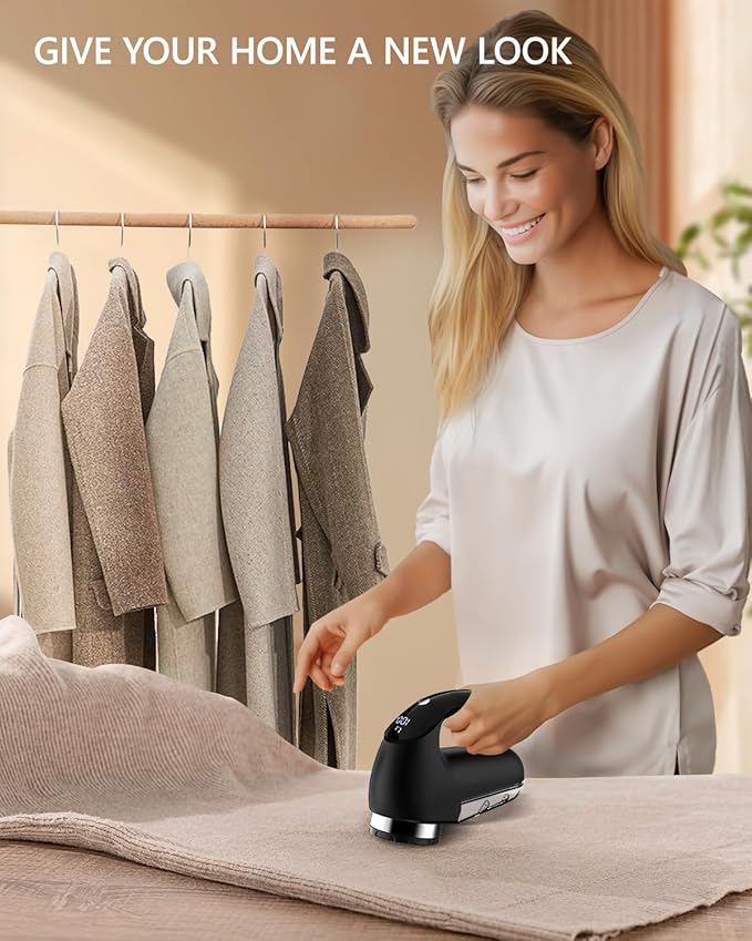 Electric Fabric Shaver with LED Display, 2-Speeds Lint Remover, Rechargeable
