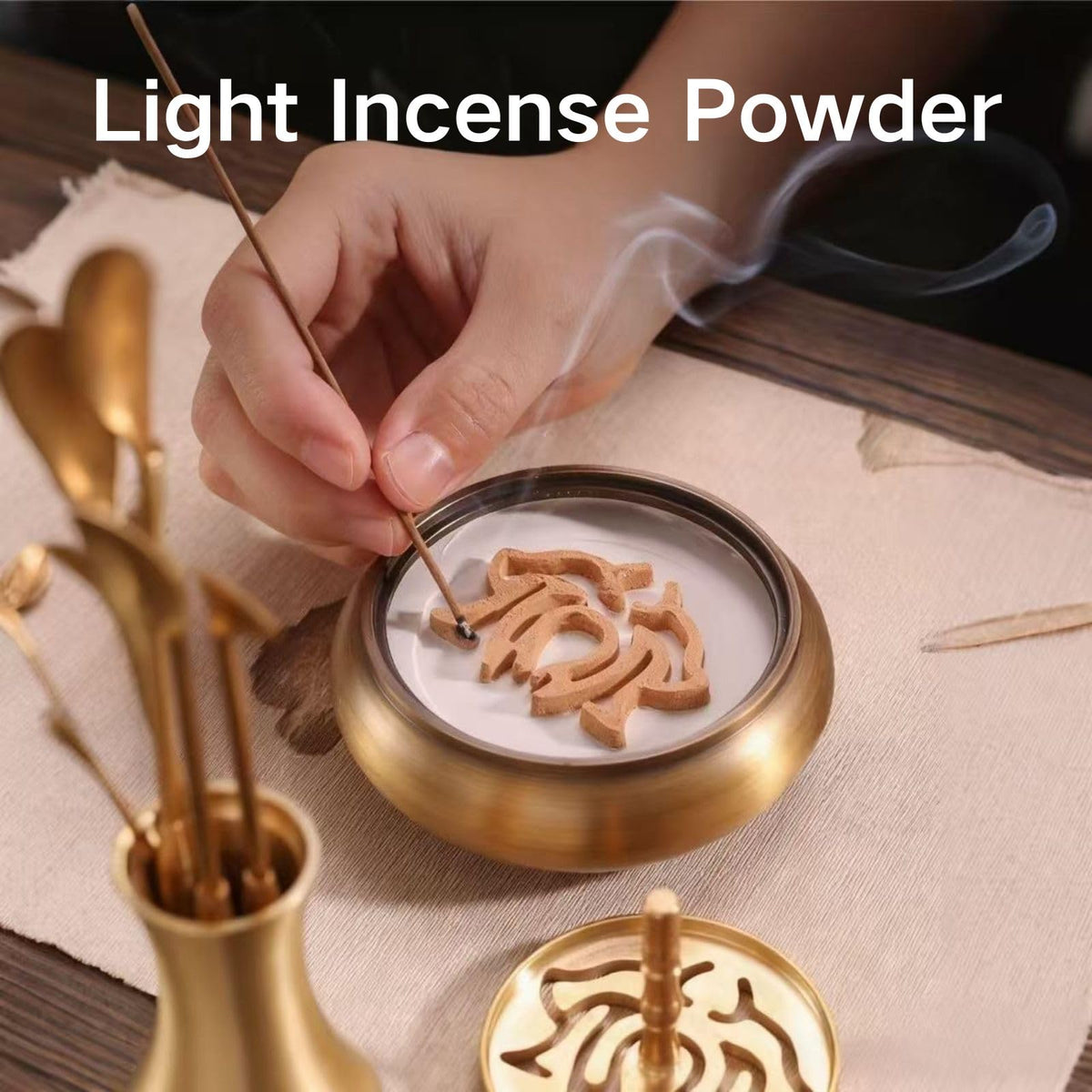 Chinese Incense Burner Kit with Incense Powder & Charcoal - All-in-One Agarwood & Sandalwood Set for Meditation, Yoga, Home Use | Premium Traditional Making Kit, Powder Burner Set