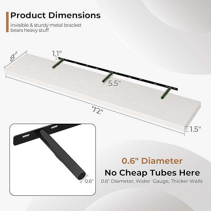 Fun Memories 72 Inch Floating Shelves