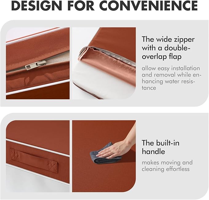 MIULEE Burnt Orange Outdoor Seat Cushion 24x24 Inch Waterproof & 3 Year Fade