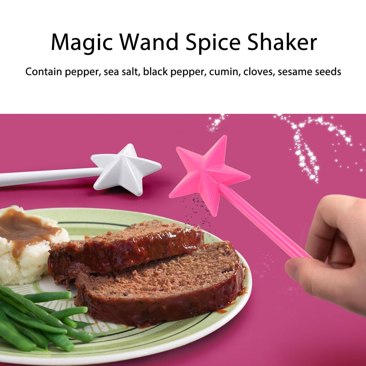 Wand Salt and Shakers, Exquisite Design, Multipurpose, Easy to, for Halloween Christmas Kitchen (Three Holes)