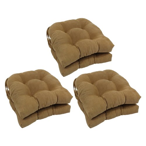 Blazing Needles 16-inch U-Shaped Indoor Microsuede Chair Cushions (Set of 2, 4, or 6) Camel Set of 6