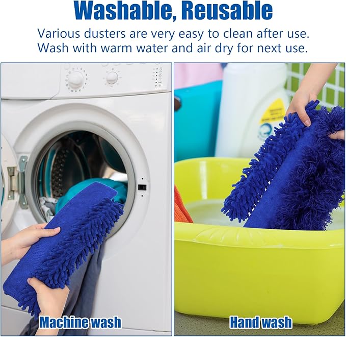 9PCS Dusters for Cleaning, Extendable Microfiber Duster