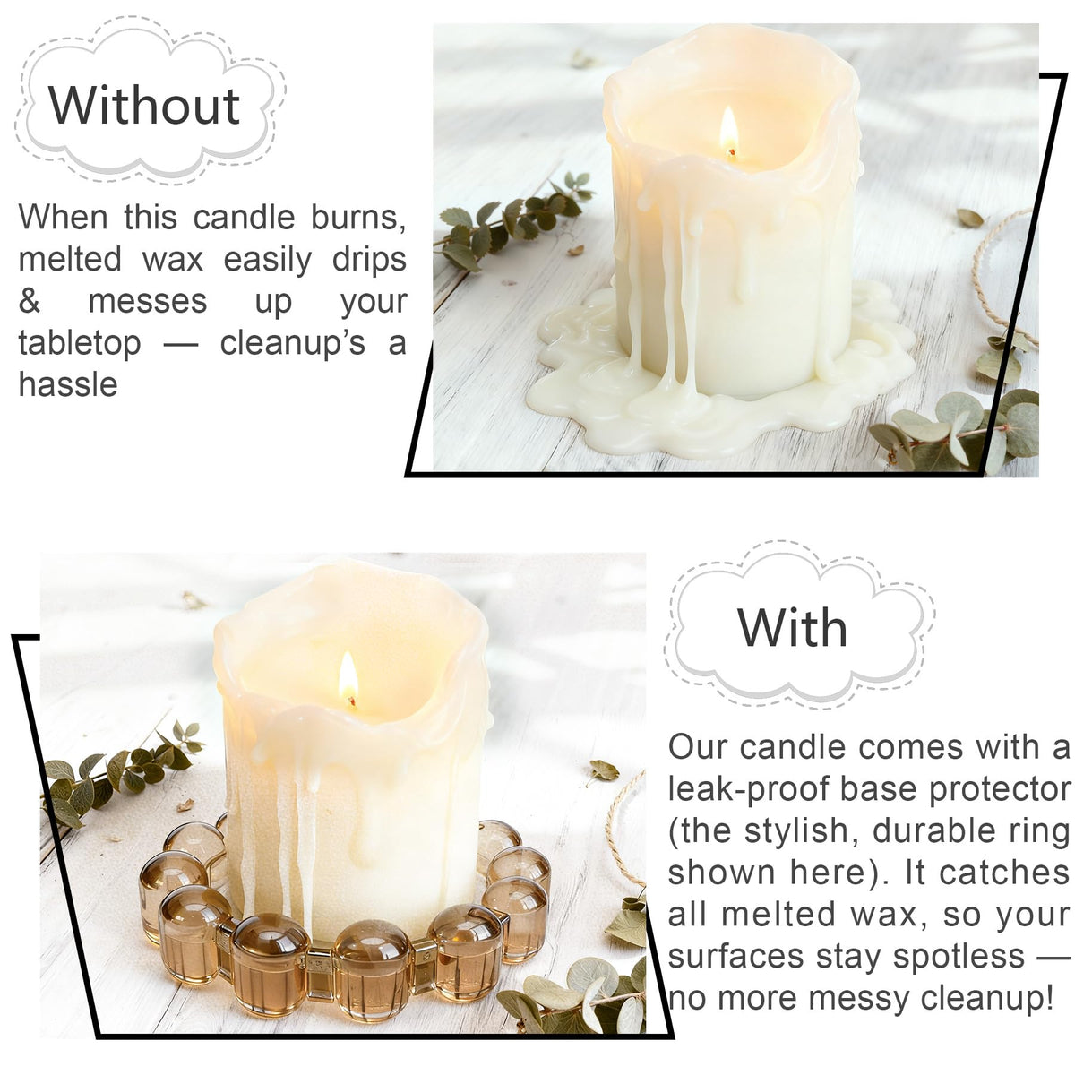Rancco Bubble Candle Dish Glass Candle Holder Tray, Round Pillar Candlestick Plate Stand for Table Centerpieces, Modern Decorative, Home Decor, Party, Wedding, Suitable for Large Cylindrical Candles