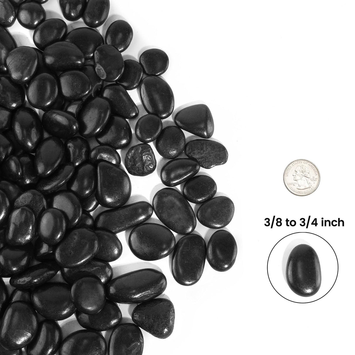 12 LBS River Rocks, StoneCreek, Decorative Garden Stones for Plant Landscaping, Polished Gravel Filler Pebbles for Home Decoration, Vases, Succulents, Flower Beds and Fish Tanks (Black, Medium)
