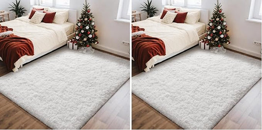 Ophanie White Rugs for Bedroom Fluffy, 4x6 Nursery Soft Fuzzy Shag Plush Shaggy