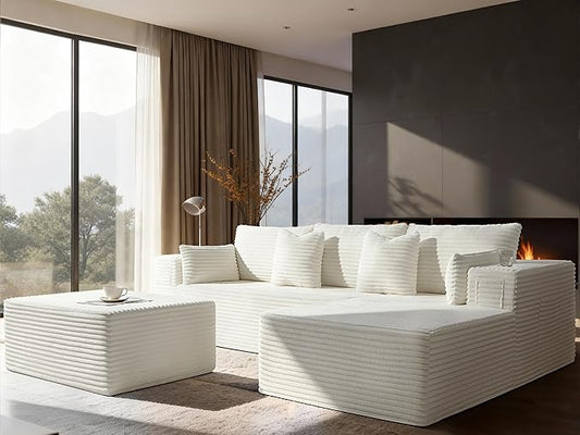 108" Cloud Sectional Couch, Comfort U Shaped Boneless Couch
