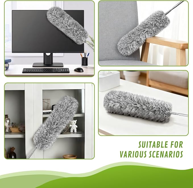 100-inch Duster with Extension Pole, 8-in-1 Cobweb Duster Kit Includes Chenille
