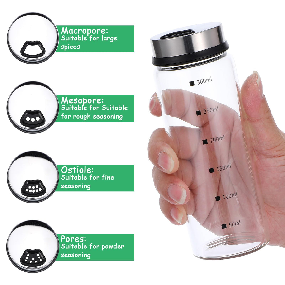2 Pcs Large Salt & Pepper Shakers, Glass Salt & Pepper Shakers with Adjustable Pour Holes, Salt & Pepper Dispensers with Stainless Steel Removable Lids, Salt Spice Shakers for Kitchen Restaurant