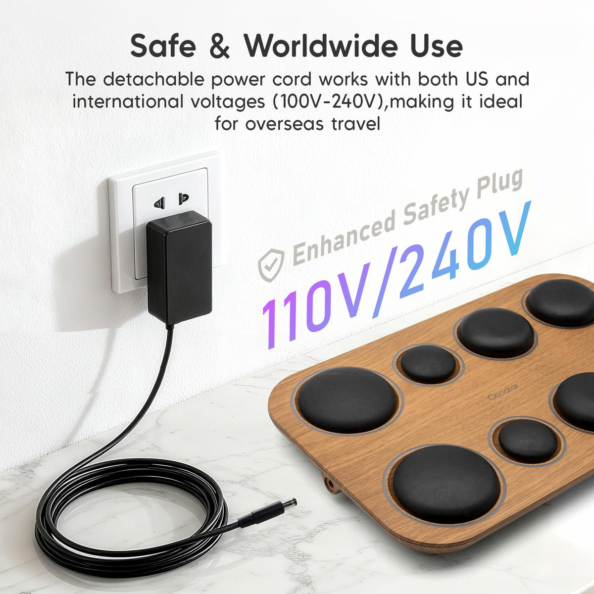 Goodtar 8PCS Hot Stone Massage Set with Warmer –Basalt Stones Massager for Deep Tissue Pain Relief & Muscle Relaxation, Home Spa Kit with Soothing Ambient Light – Valentine's Day & Birthday Gift
