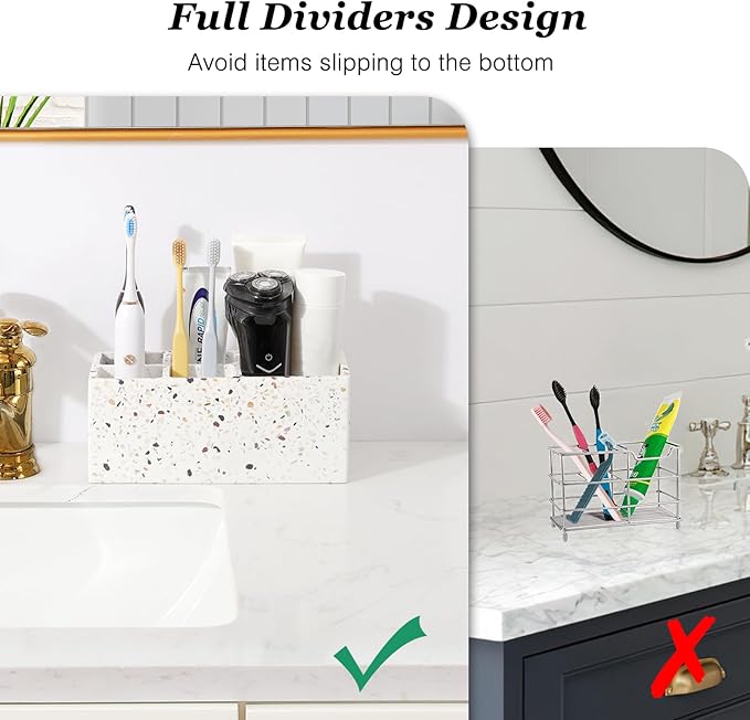 Luxspire Toothbrush Holder for Bathroom, 5 Slots Bathroom Counter Organizer