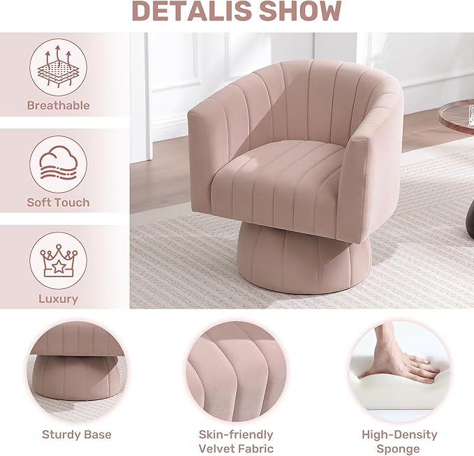 Swivel Accent Barrel Chair Set of 2, Cute Comfy Small Round 360° Arm Chair