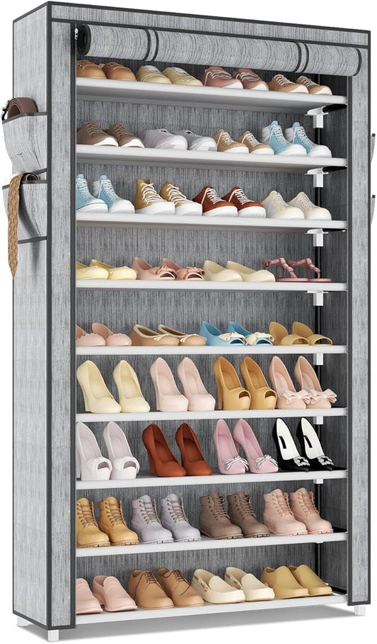 LANTEFUL Shoe Rack with Covers 10 Tier Tall Shoe Rack Organizer Large Capacity