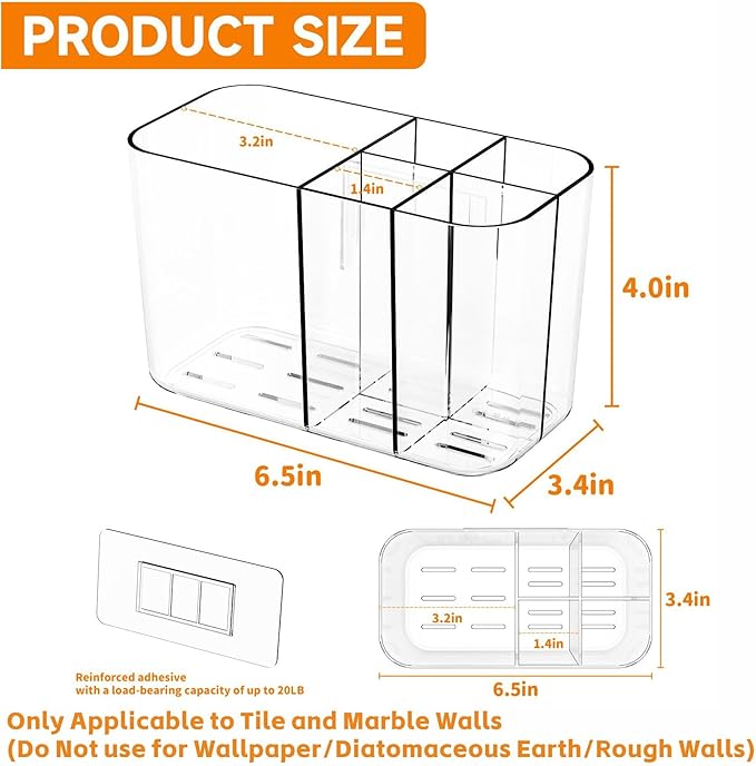 Electric Toothbrush Holder for Bathroom Countertop and Wall Mounted