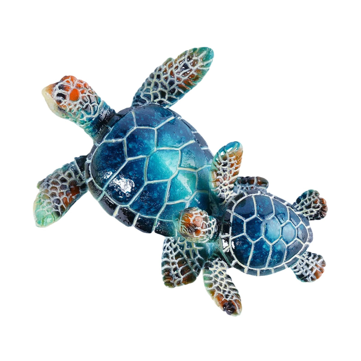 Brizoria Sea Turtle Decor Collectible Figurines, Mother and Baby Mini Turtles, Resin Sea Animals Ornaments for Beach Theme Bathroom Decor, A Thoughtful Gift from The Sea for Turtle Enthusiasts, Blue